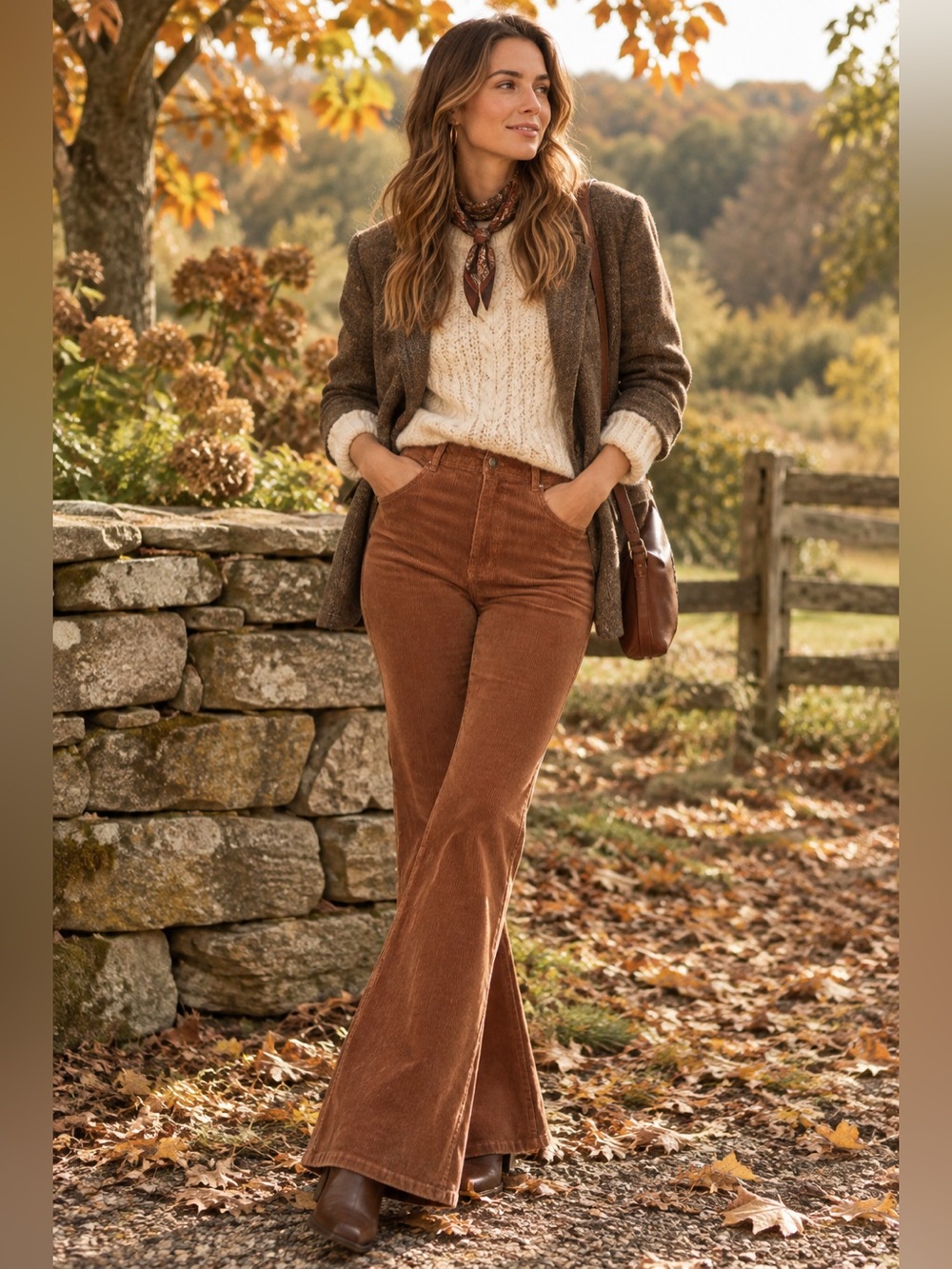NWT Jackson Rowe Milled Flare Corduroy Pants Brown Rust High Rise Size M